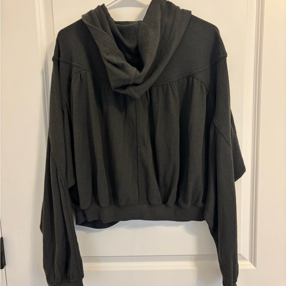 NWT - xs- Aerie Charcoal Zip-Up Bubble Hoodie - Picture 4 of 5